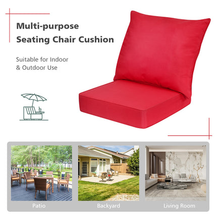 Deep Seat Chair Cushion Pads Set with Rope Belts for Indoor and Outdoor-Red