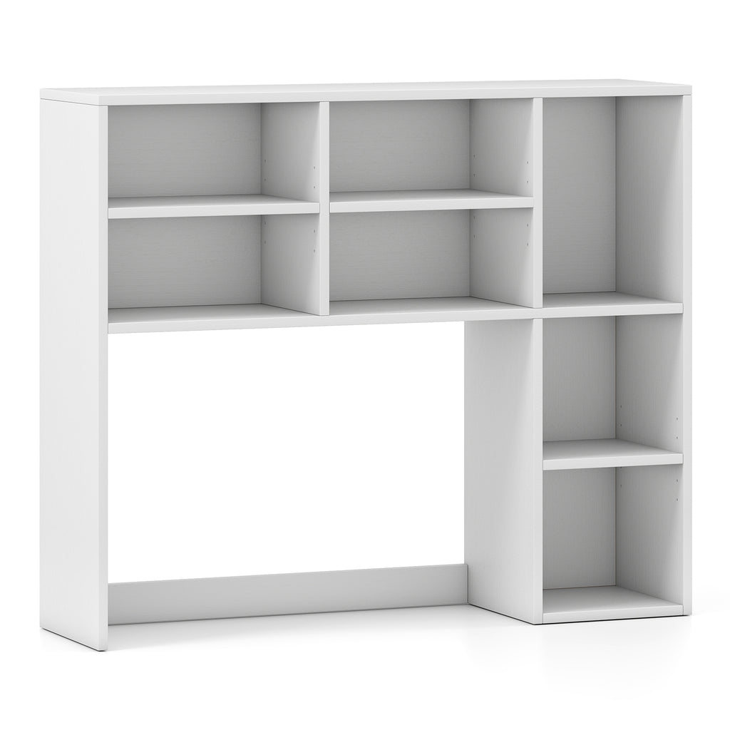 Desktop Bookshelf with 7 Open Cubbies and 3 Adjustable Shelves-White