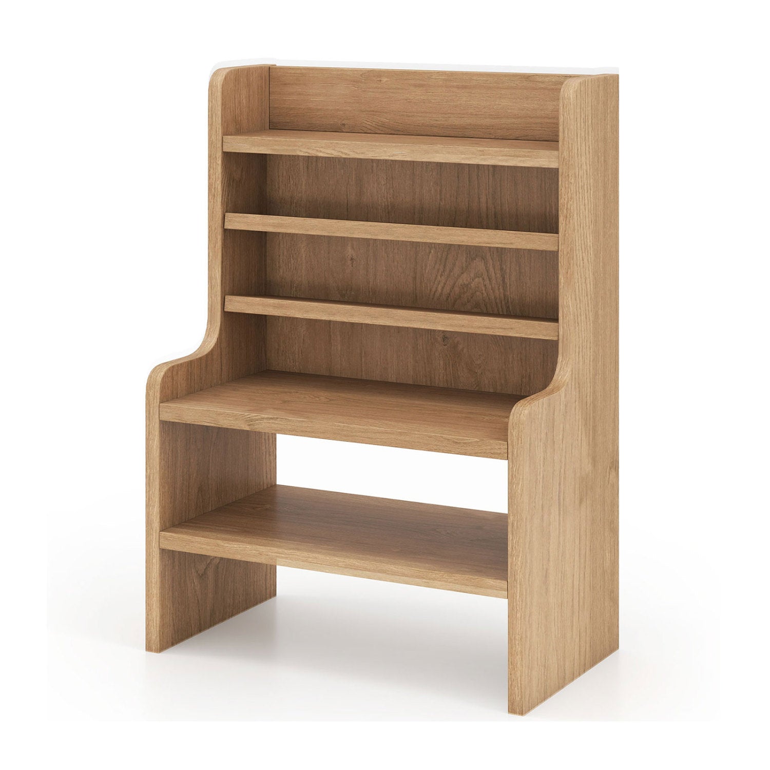 Desktop Organizer 6-Tier Mini Storage Rack with 2 Removable Shelves-Natural