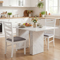 Dining Chairs Set of 2 with Backrests and Rubber Wood Frames-White