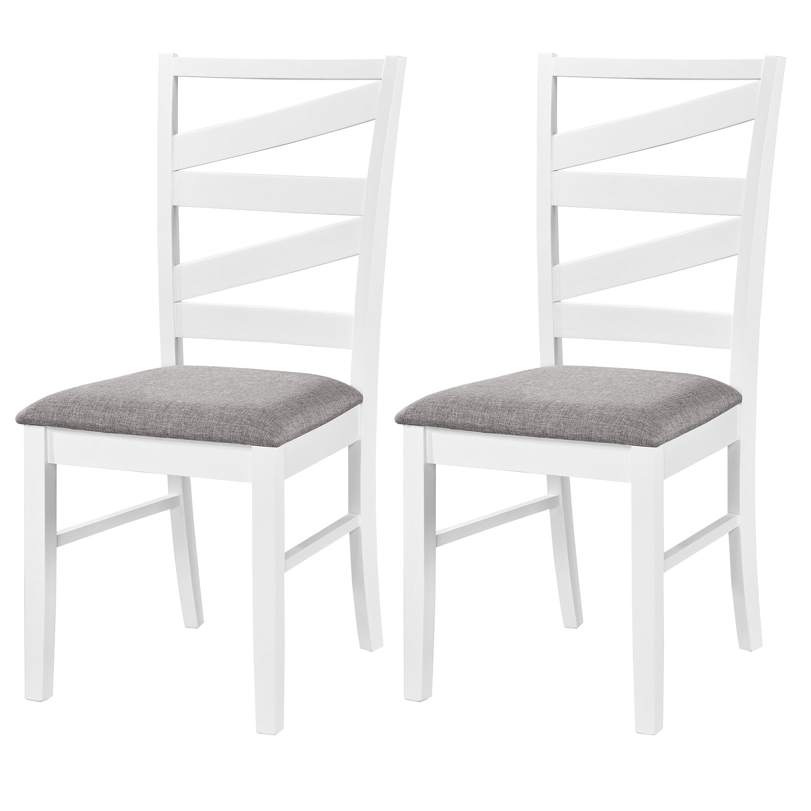 Dining Chairs Set of 2 with Backrests and Rubber Wood Frames-White