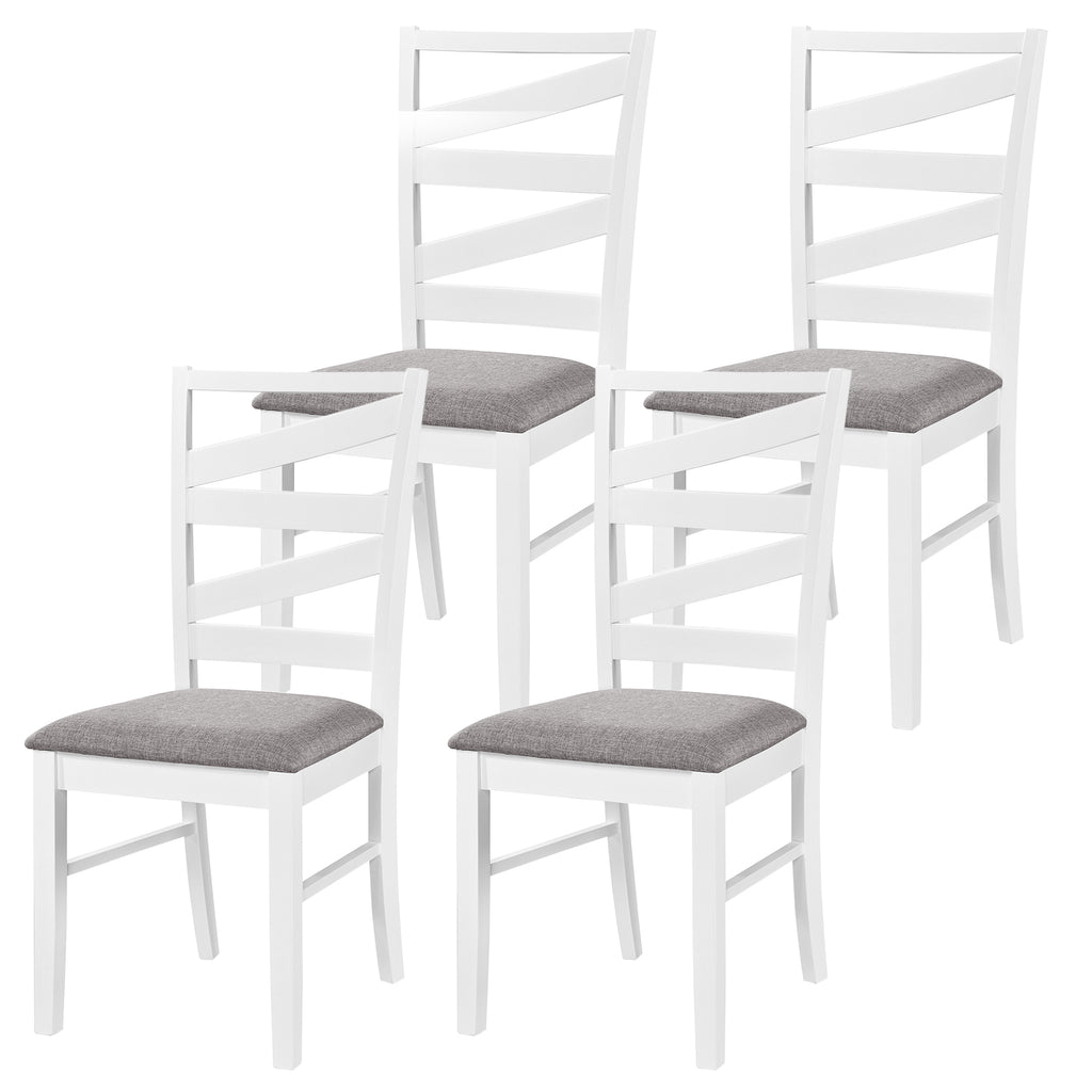 Dining Chairs Set of 4 with Backrests and Rubber Wood Frames-White