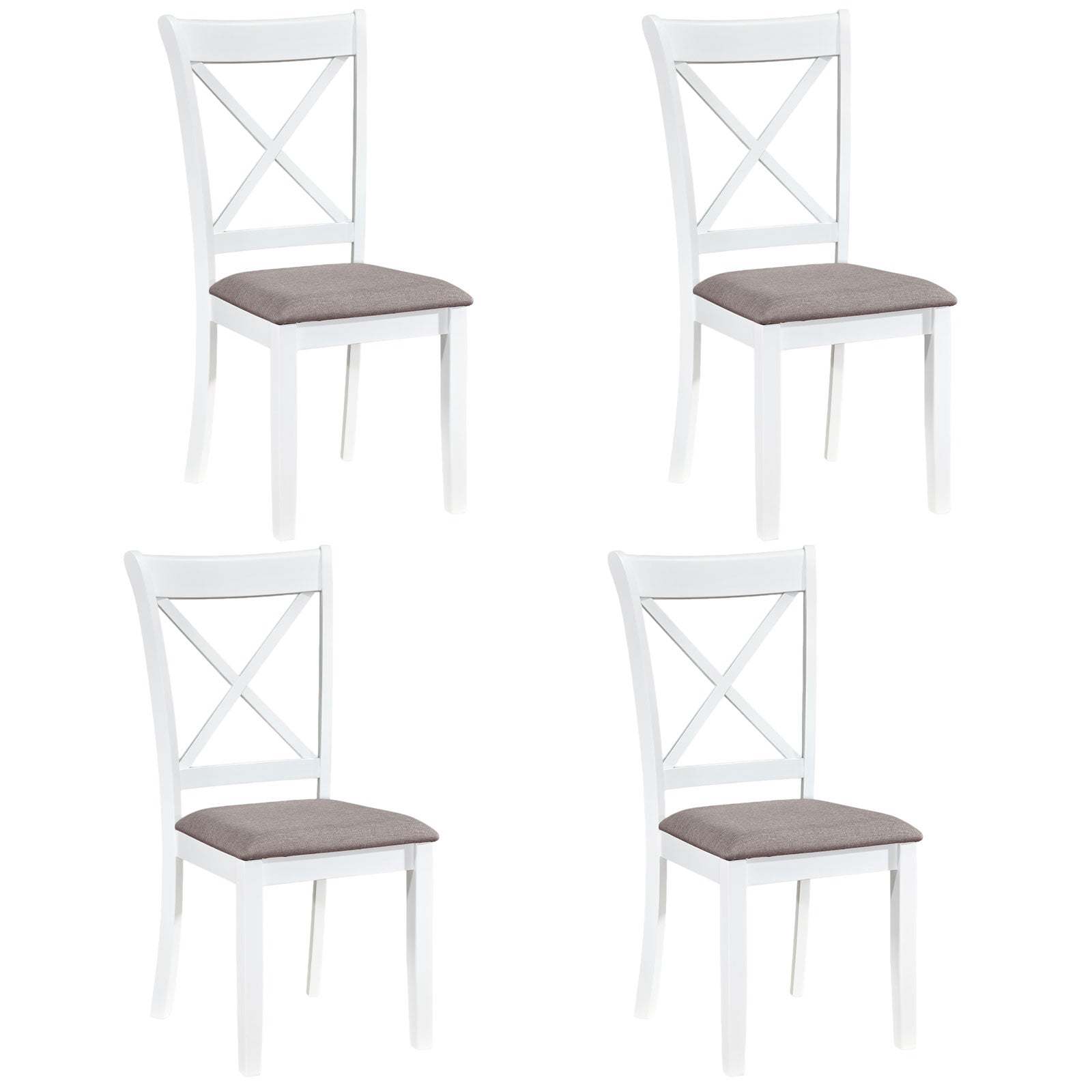 Dining Chairs Set of 4 Rubber Wood Dining Room Chairs with Comfortable Backrest and Padded Seat-White