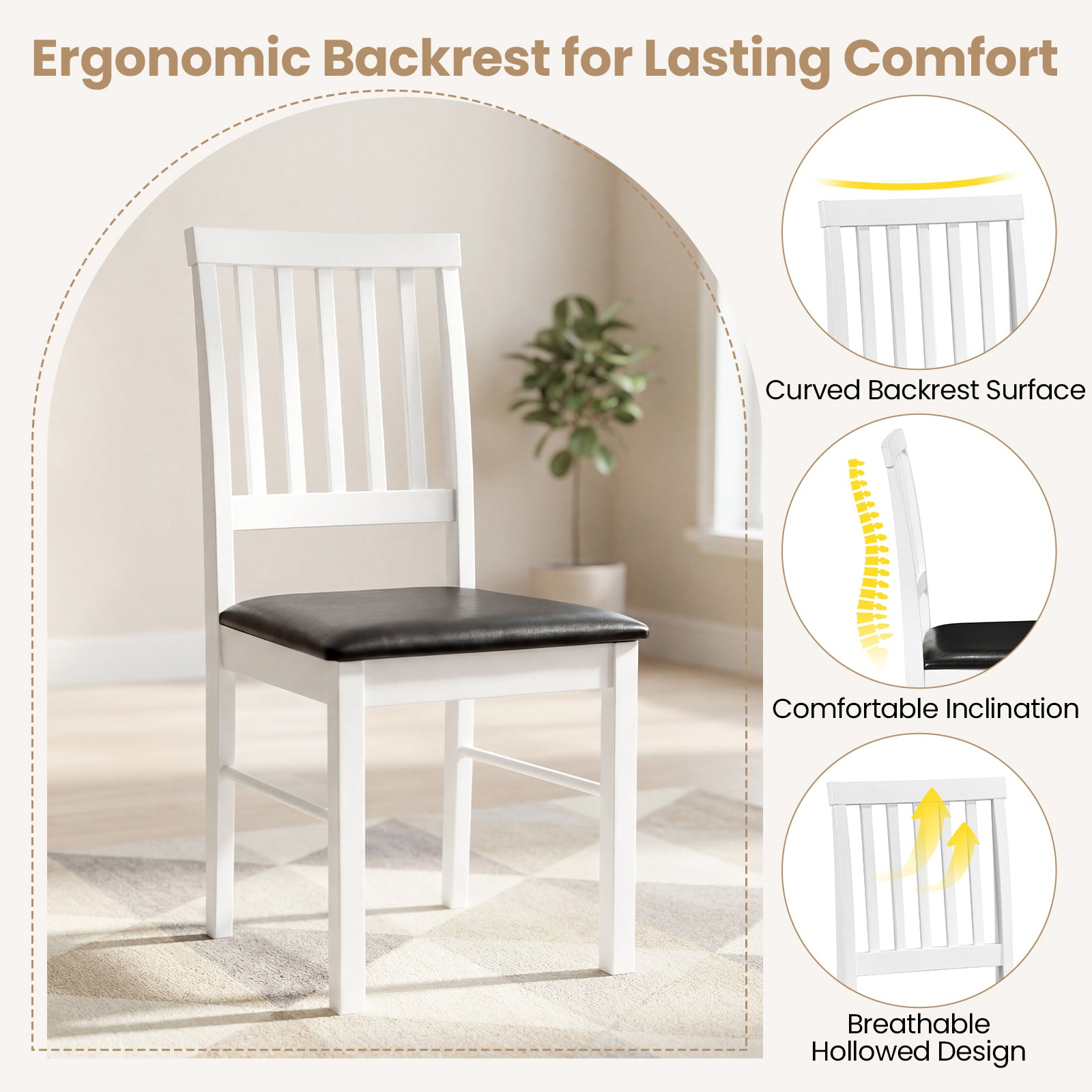 Dining Chairs Set of 2 Modern Mid Century Dining Room Chairs-White