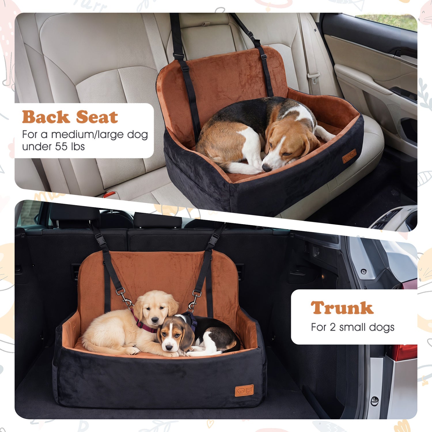 Dog Car Seat Foam Dog Booster Seat for Medium and Large Dogs