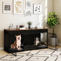 Dog Crate Furniture Indoor Modern Dog Kennel with Divider 3 Drawers and Pull-out Feeder-Black