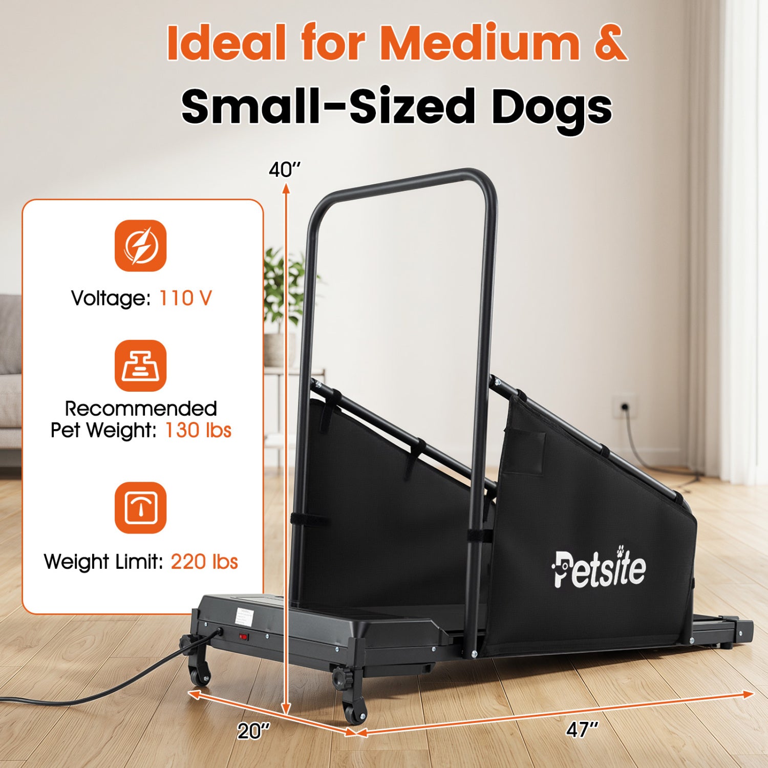 Dog Treadmill with Remote Control and LCD Display for Small Medium Dogs-Black