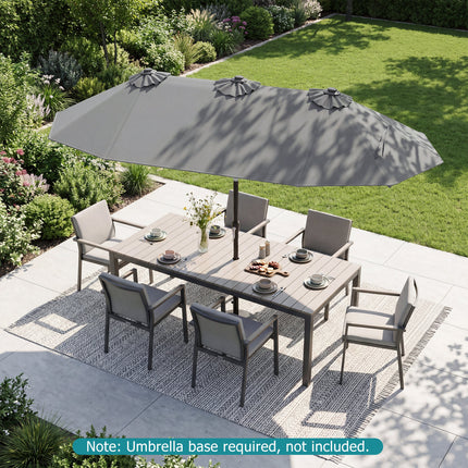 Double-Sided Patio Umbrella with Push Button Tilt Crank Handle-Gray