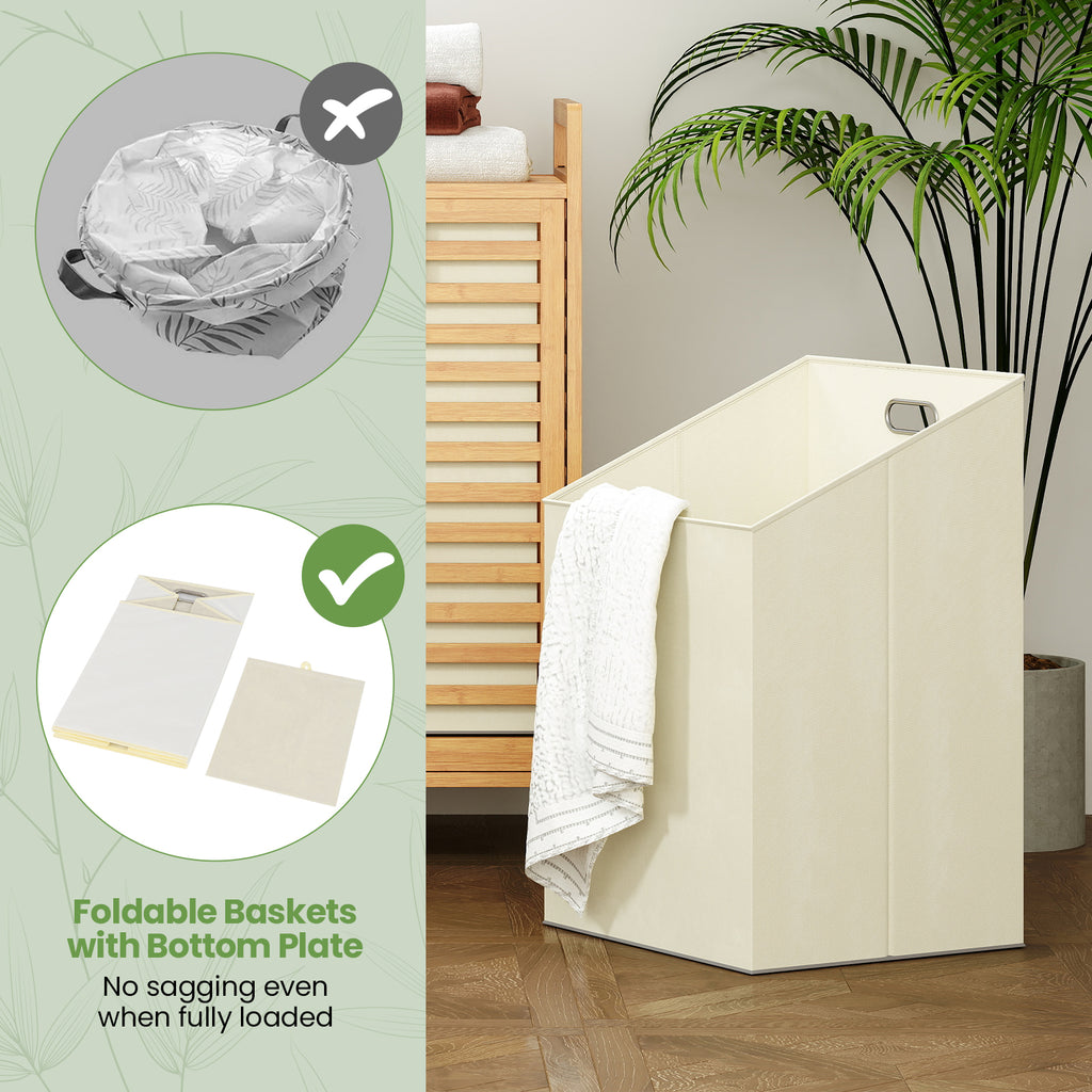 Double Tilt-out Laundry Hamper with 2 Removable Bins-Natural