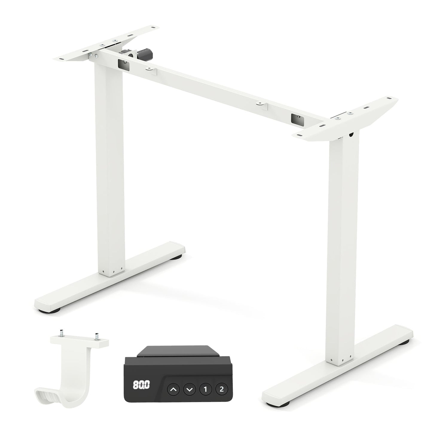 Electric Standing Desk Frame Height Adjustable Computer Desk Base with LED Display-White