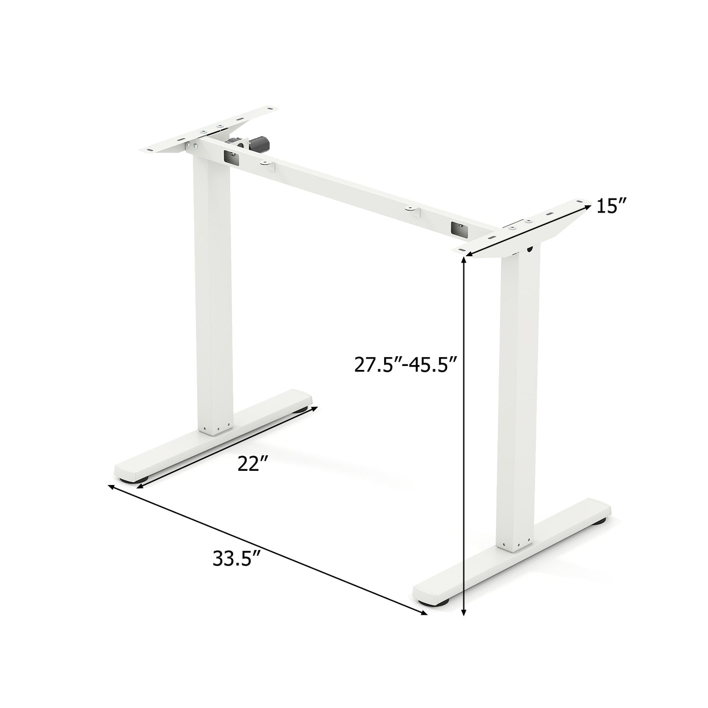 Electric Standing Desk Frame Height Adjustable Computer Desk Base with LED Display-White