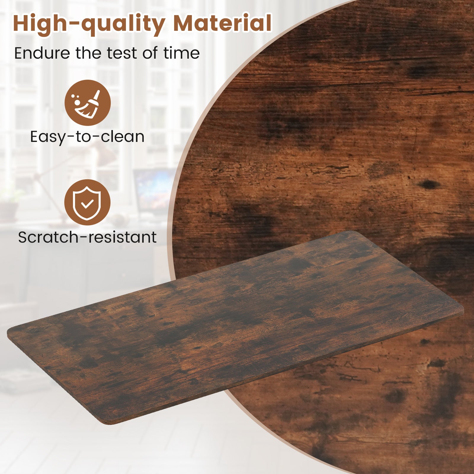Electric Standing Desk with LED Display and 2 Memory Height Settings-Rustic Brown