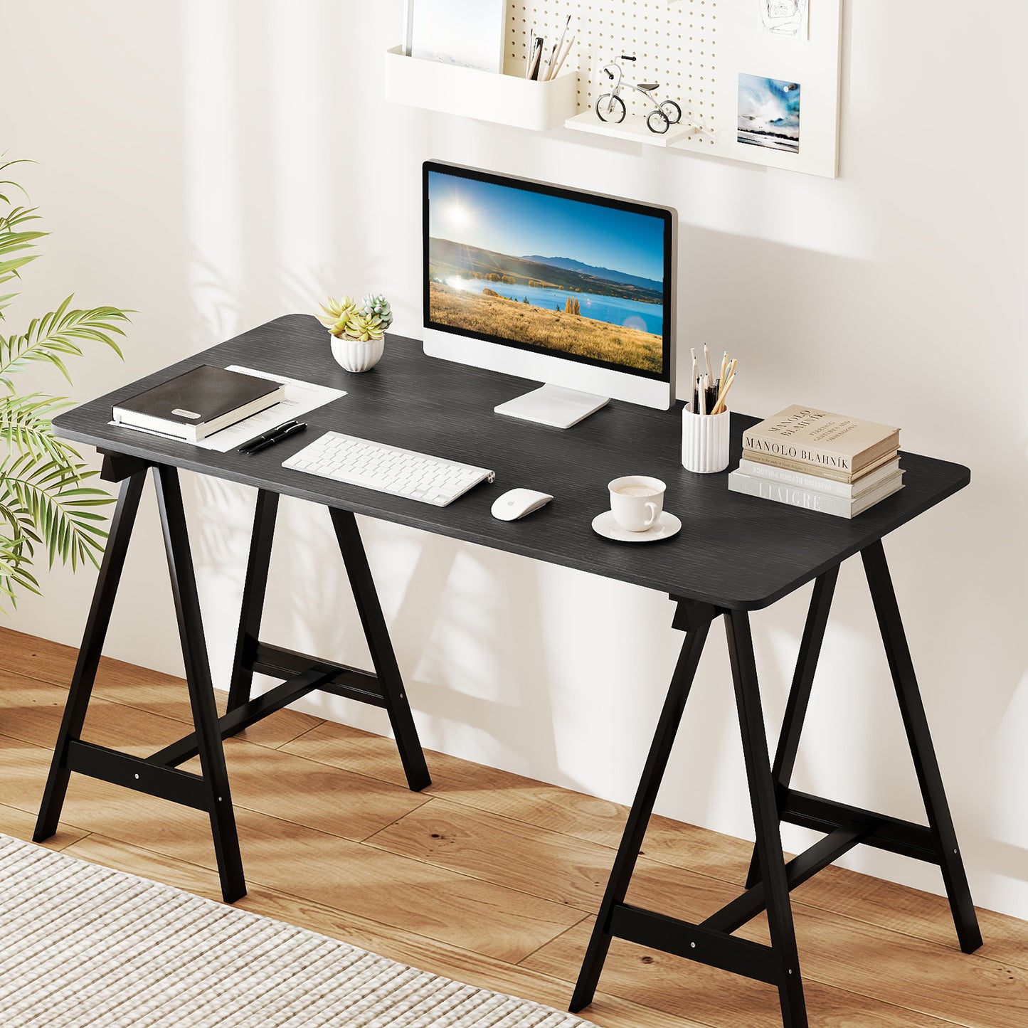 Electric Standing Desk with LED Display and 2 Memory Height Settings-Black