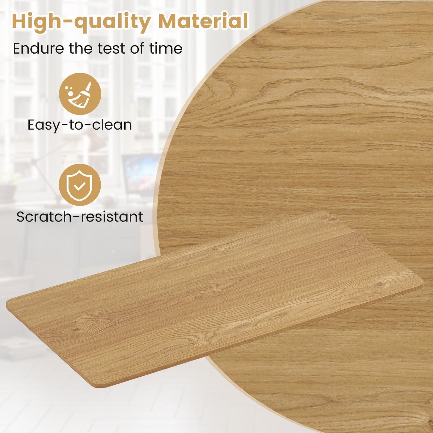 Electric Standing Desk with LED Display and 2 Memory Height Settings-Natural