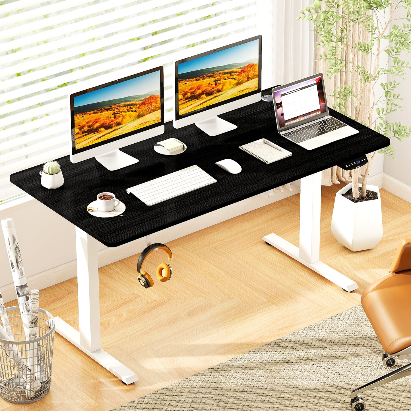 Electric Standing Desk Height Adjustable with 3 Memory Heights Black-L