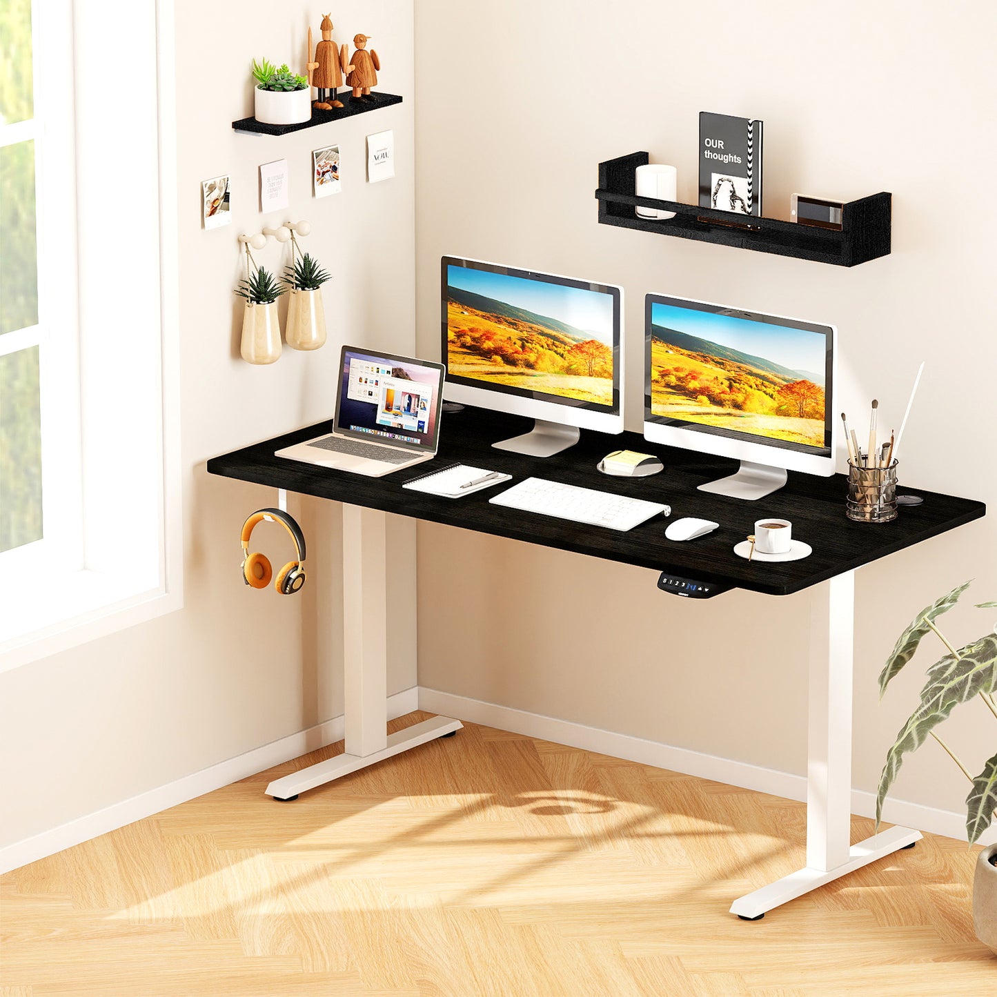 Electric Standing Desk Height Adjustable with 3 Memory Heights Black-L