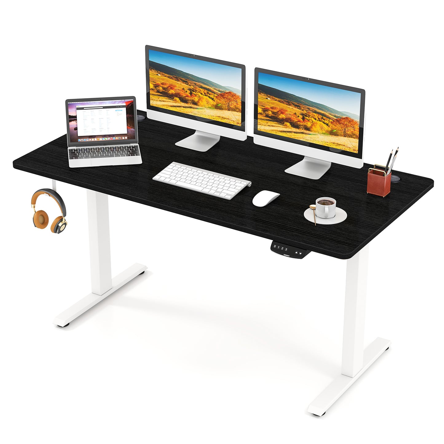 Electric Standing Desk Height Adjustable with 3 Memory Heights Black-L