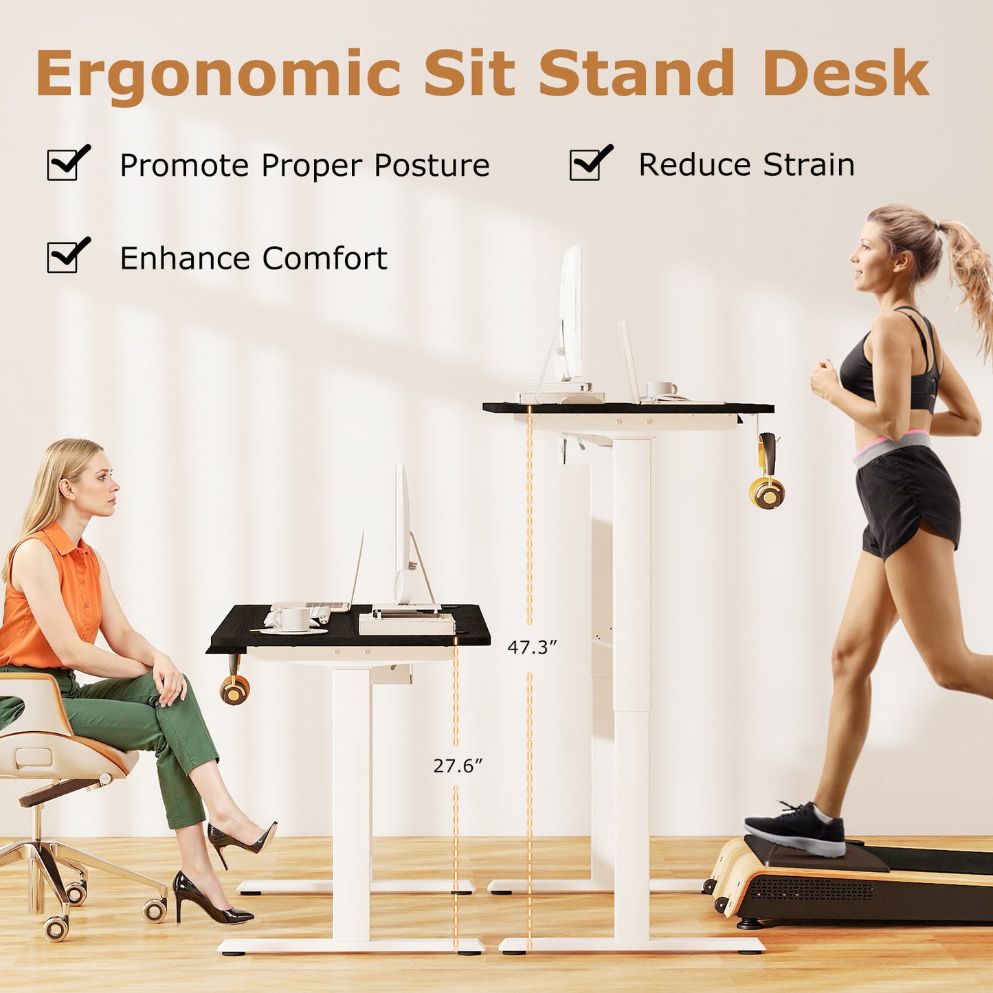 Electric Standing Desk Height Adjustable with 3 Memory Heights Black-S