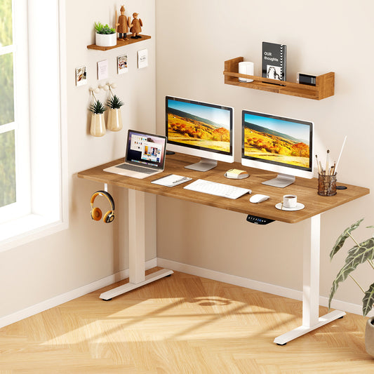 Electric Standing Desk Height Adjustable with 3 Memory Heights Walnut-L