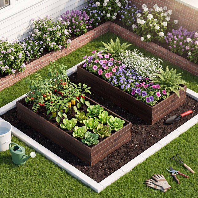 Elevated Wooden Garden Planter Box Bed Kit