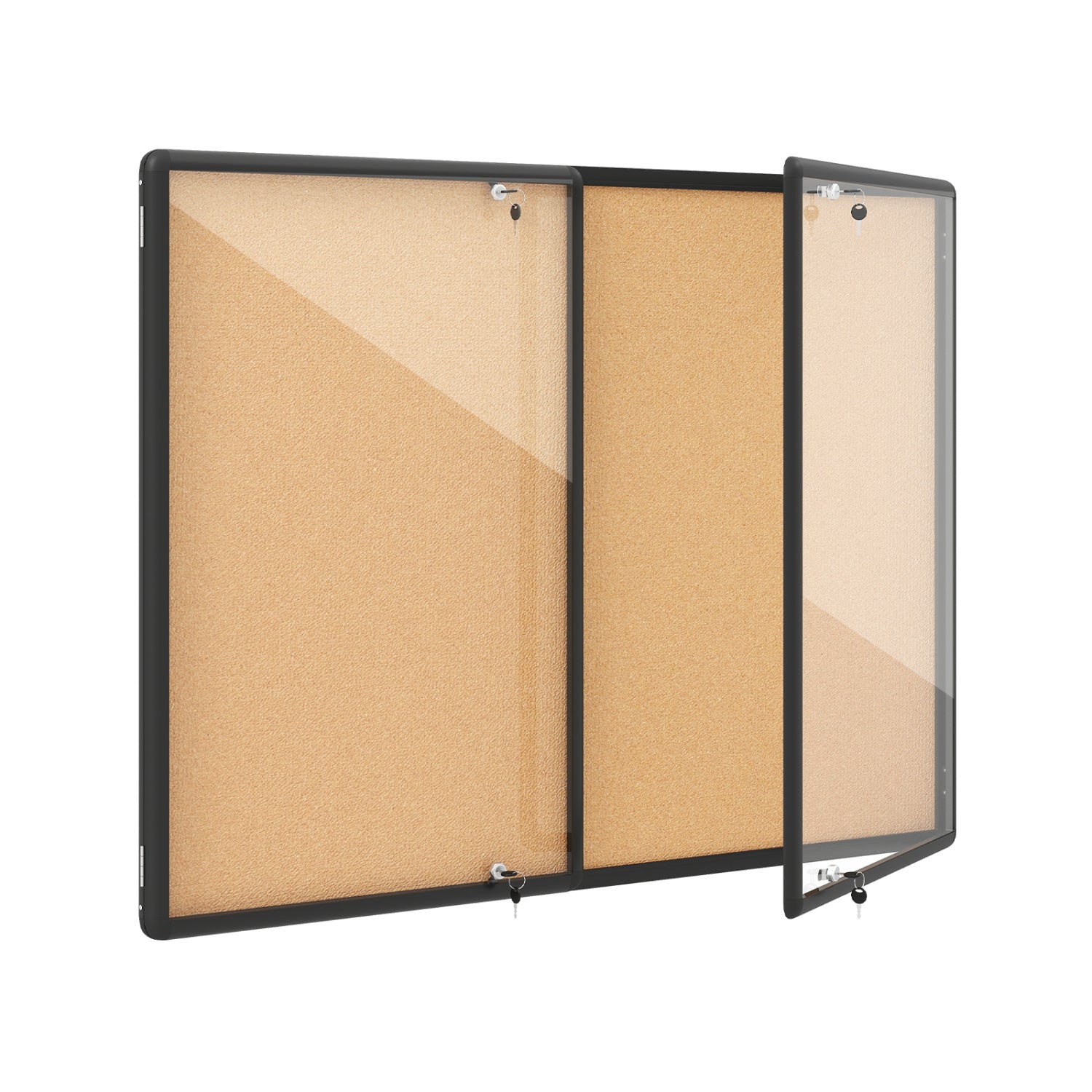 Enclosed Bulletin Board with Aluminum Frame and Felt Surface for Office-Black