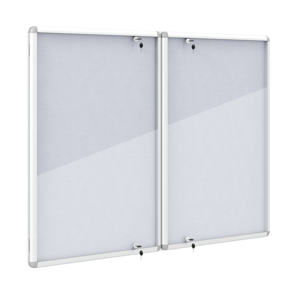 Enclosed Bulletin Board Lockable Cork Notice Board with Aluminum Frame-Sliver