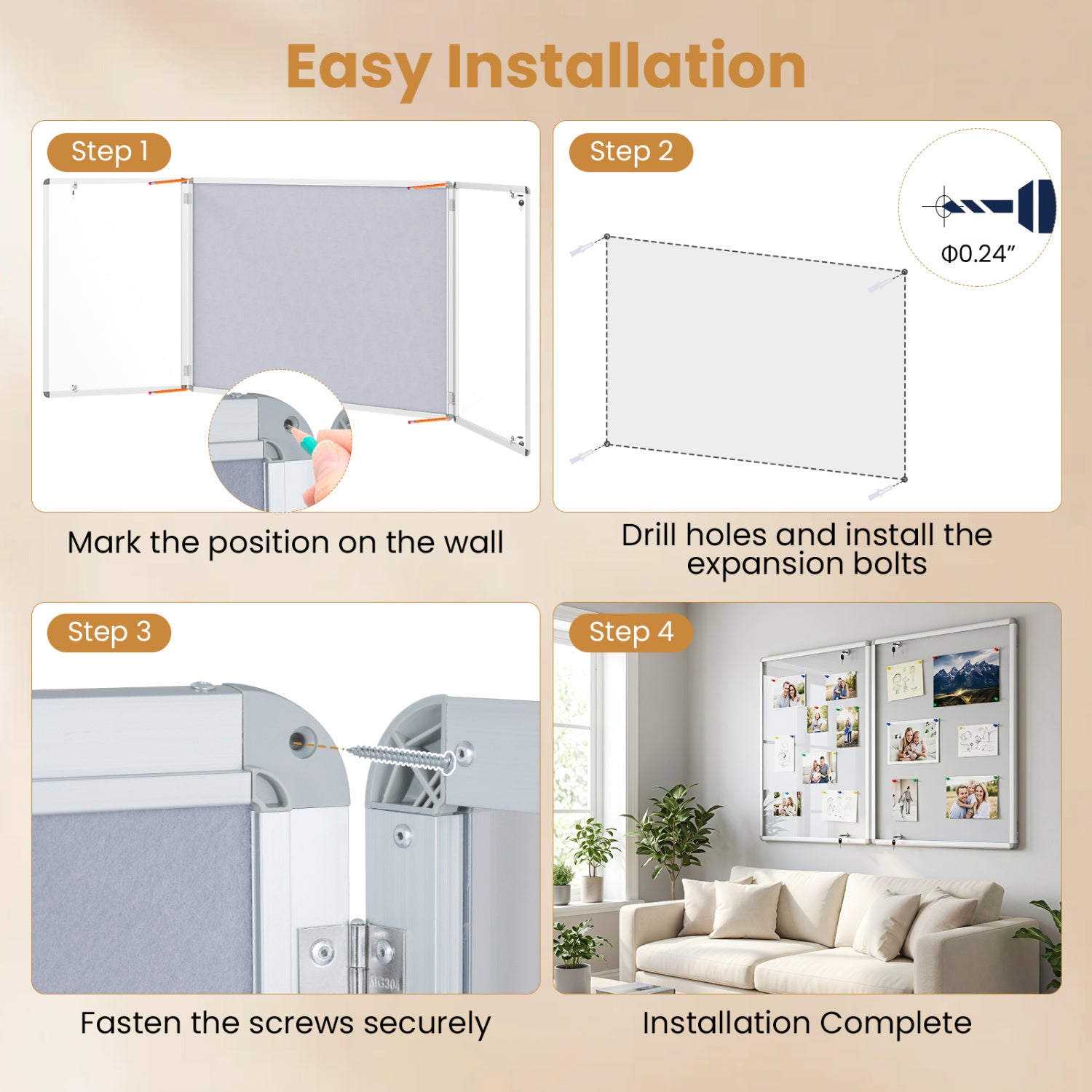 Enclosed Bulletin Board Lockable Cork Notice Board with Aluminum Frame-Sliver