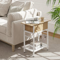 End Table with Charging Station USB Ports Outlets and Flip Top-Natural