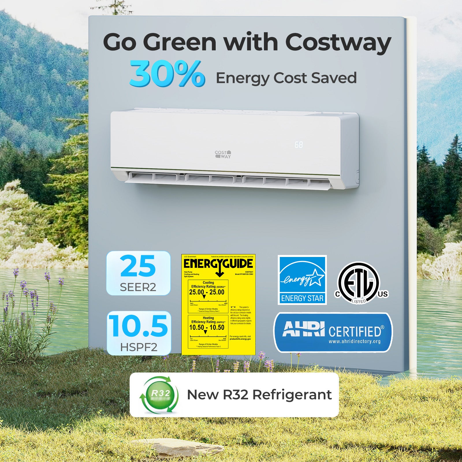 SEERXtreme Series ENERGY STAR Certified 18000 BTU 25 SEER2 208-230V Mini Split Heat Pump Heating at -25„ƒ