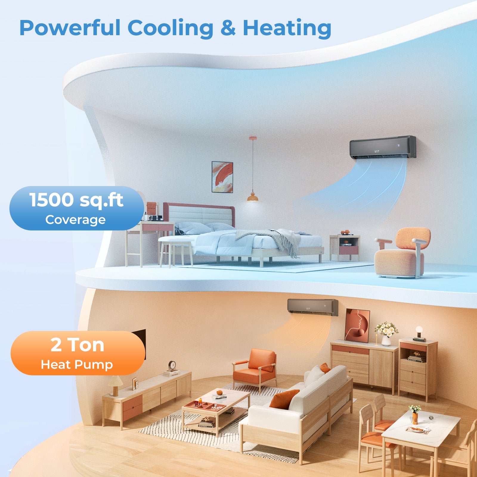 GreyVolt Series Energy Star Certified 24000 BTU 21 SEER2 208-230V Mini Split Air Conditioner and Heater Gray Wifi Enabled