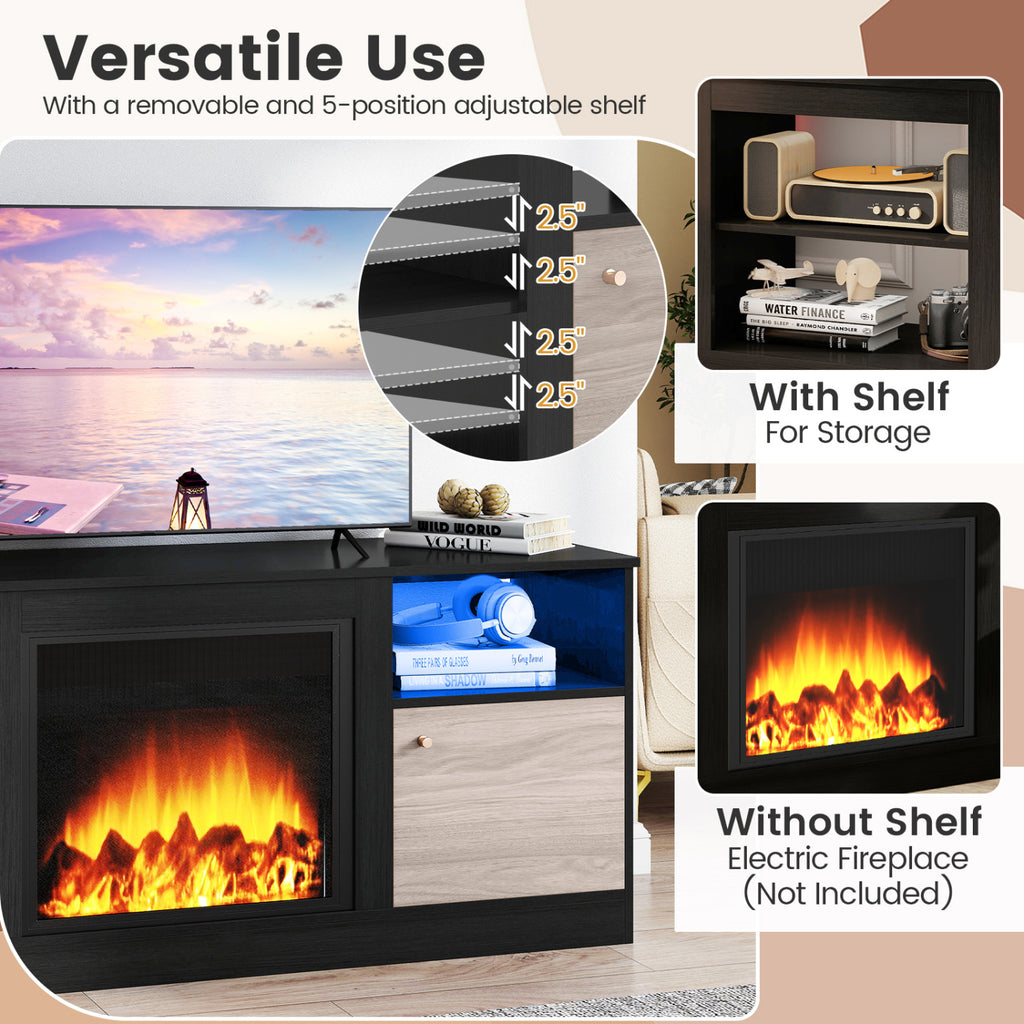 Entertainment Center with Adjustable Shelf & Open Compartment for 65€ TVs-Black