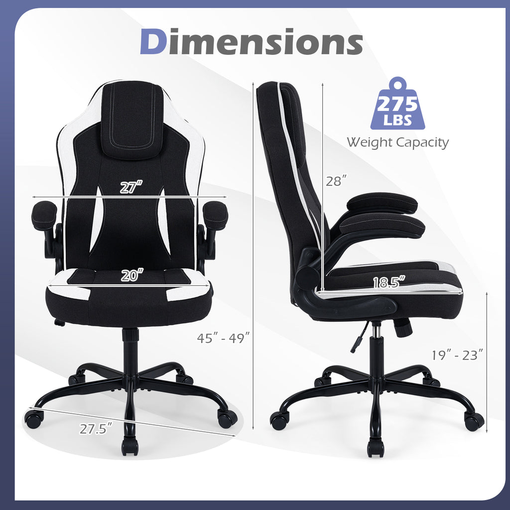 Ergonomic Computer Office Chair with 90° Flip-up Armrests-Black