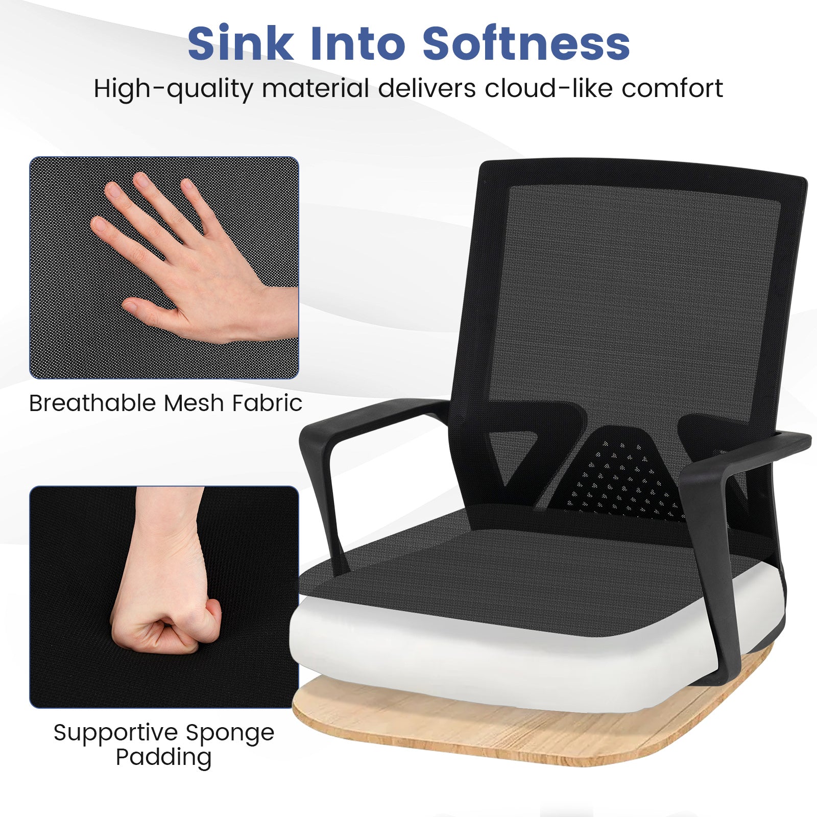 Ergonomic Desk Chair with Lumbar Support and Rocking Function-Black