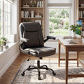 Ergonomic Leather Office Chair with Flip-up Armrests and Rocking Function-Black