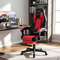 Ergonomic Video Game Chair with Headrest and Reclining Backrest-Red
