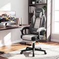 Ergonomic Video Game Chair with Headrest and Reclining Backrest-Grey