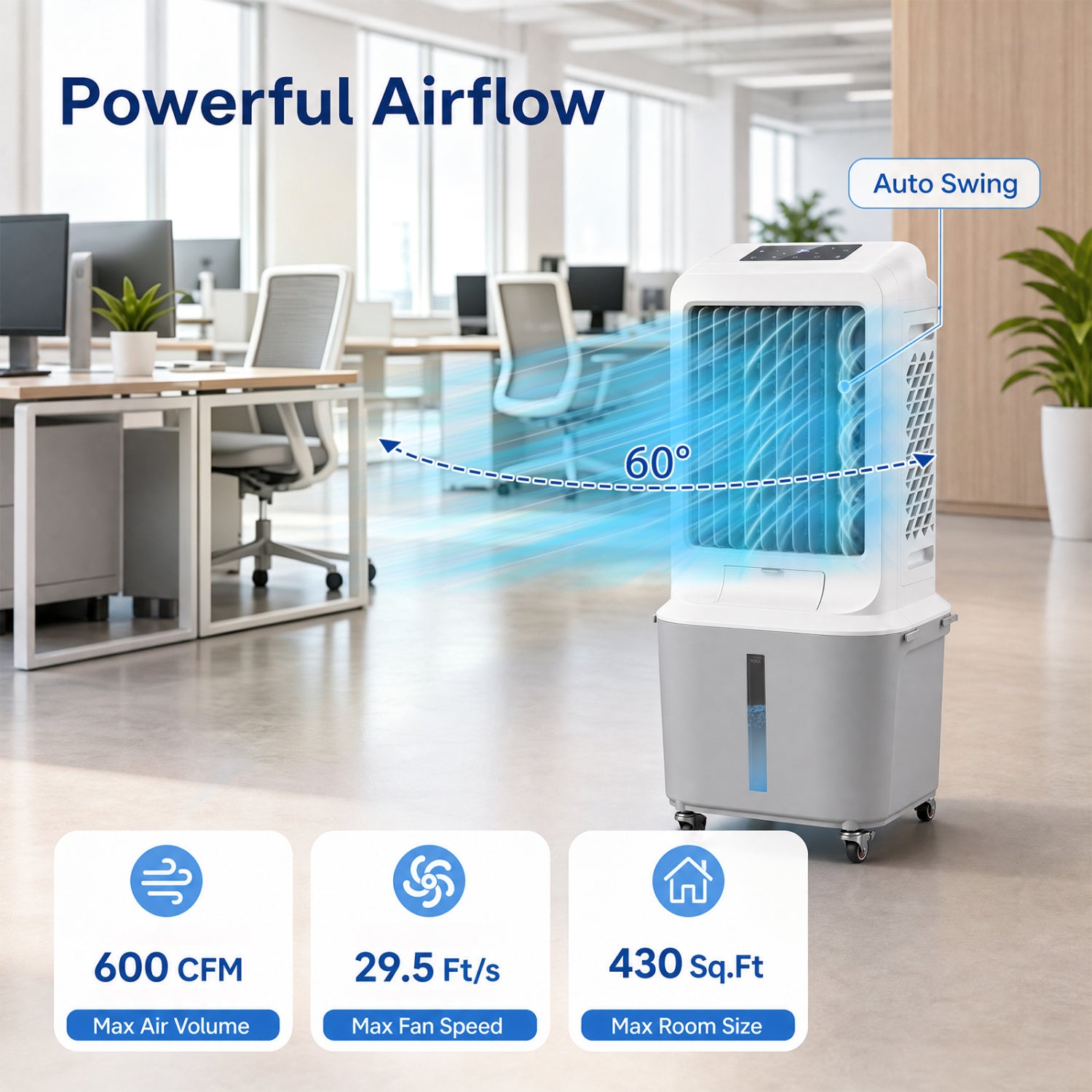 Evaporative Air Cooler with 7 Gallon Large Water Tank