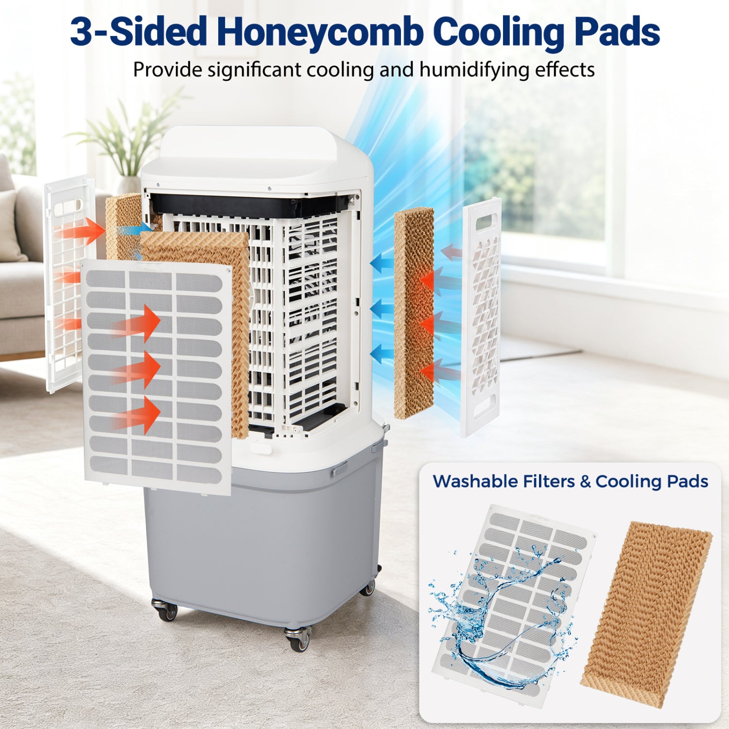 Evaporative Air Cooler with 7 Gallon Large Water Tank