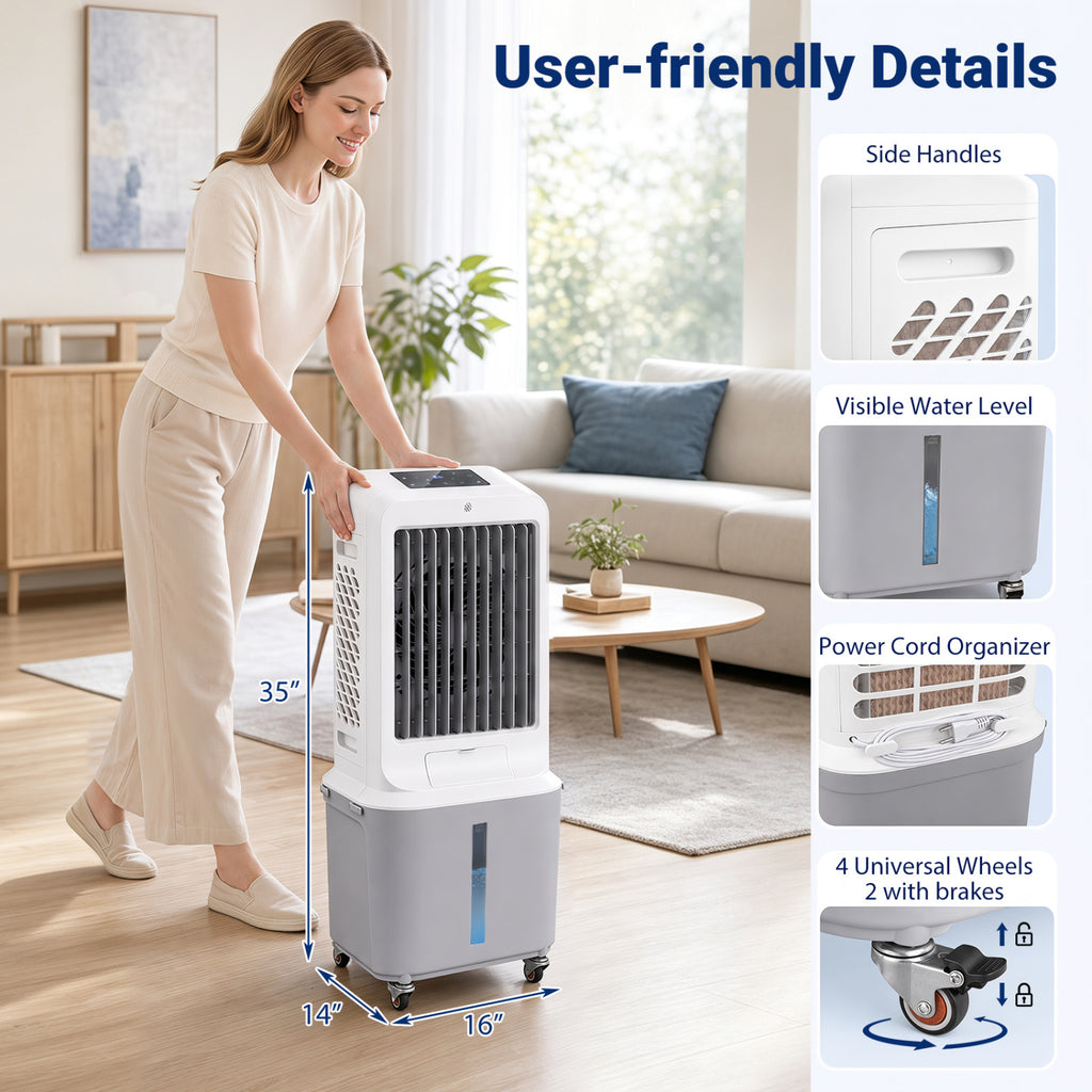 Evaporative Air Cooler with 7 Gallon Large Water Tank