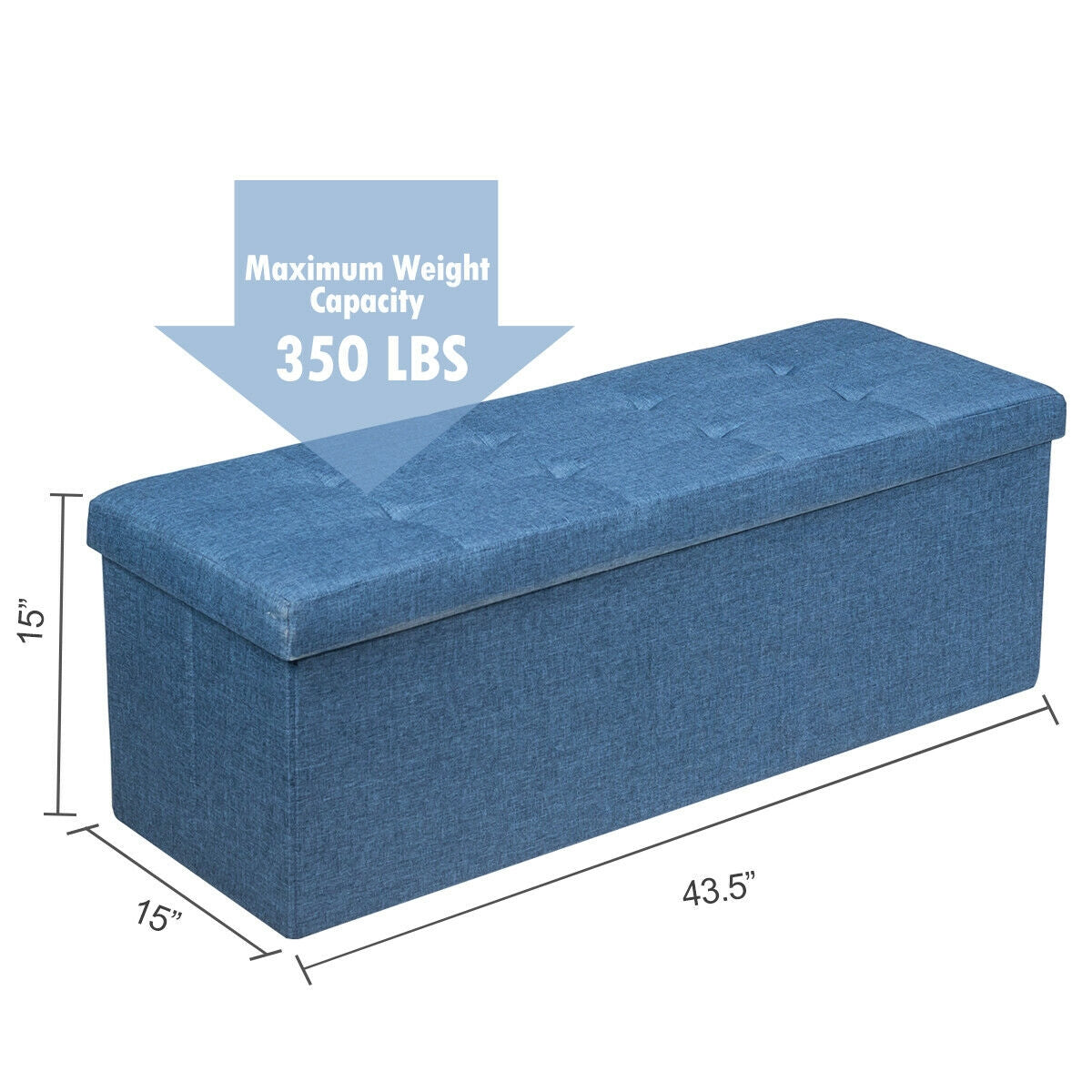 Fabric Folding Storage with Divider Bed End Bench-Navy