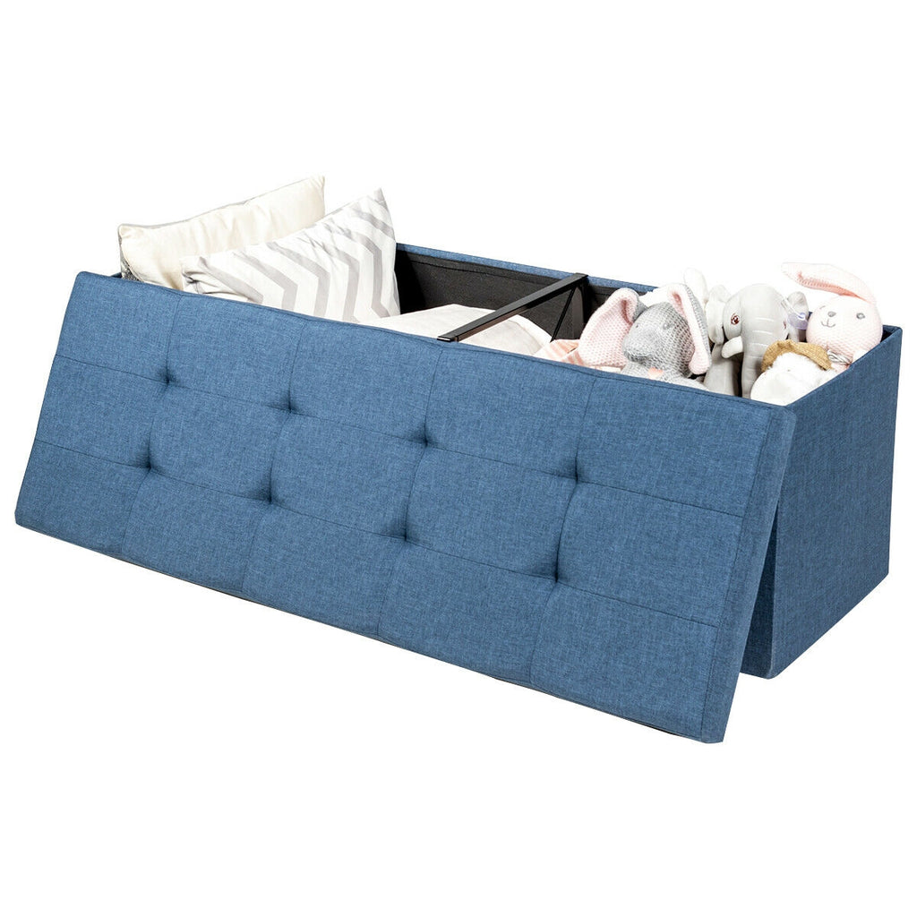 Fabric Folding Storage with Divider Bed End Bench-Navy