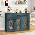Farmhouse Buffet Sideboard 3-Door Kitchen Storage Cabinet with 2 Drawers-Turquoise