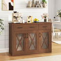 Farmhouse Buffet Sideboard 3-Door Kitchen Storage Cabinet with 2 Drawers-Brown