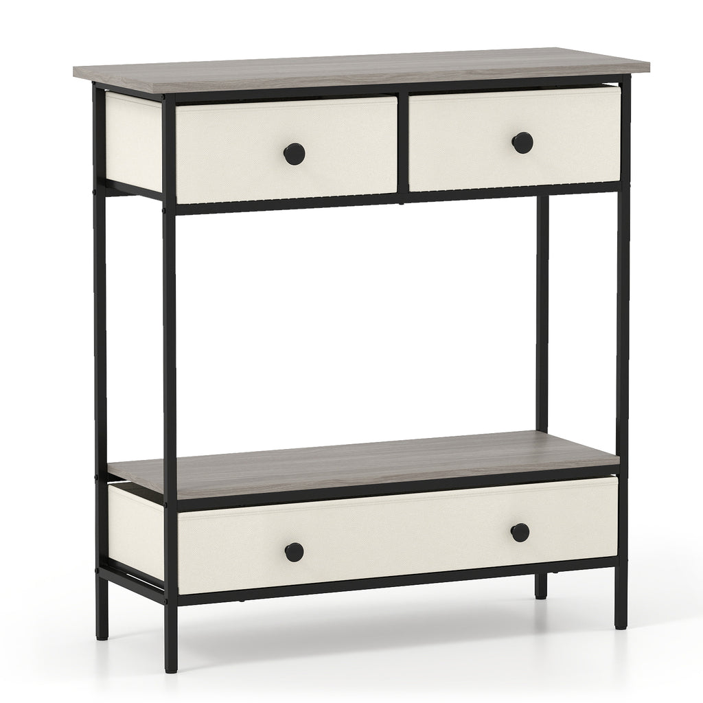Console de ferme avec étagère ouverte de rangement pour couloir - Grise
