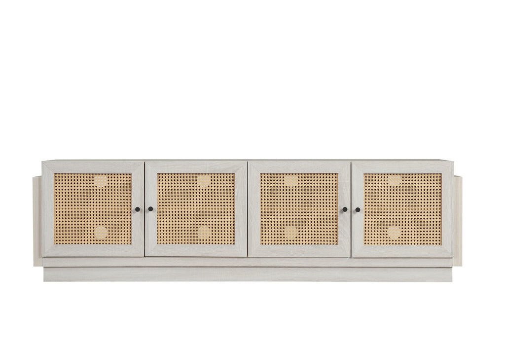 Farmhouse TV Stand for TVs up to 75 Inches with 2 Cabinets-White