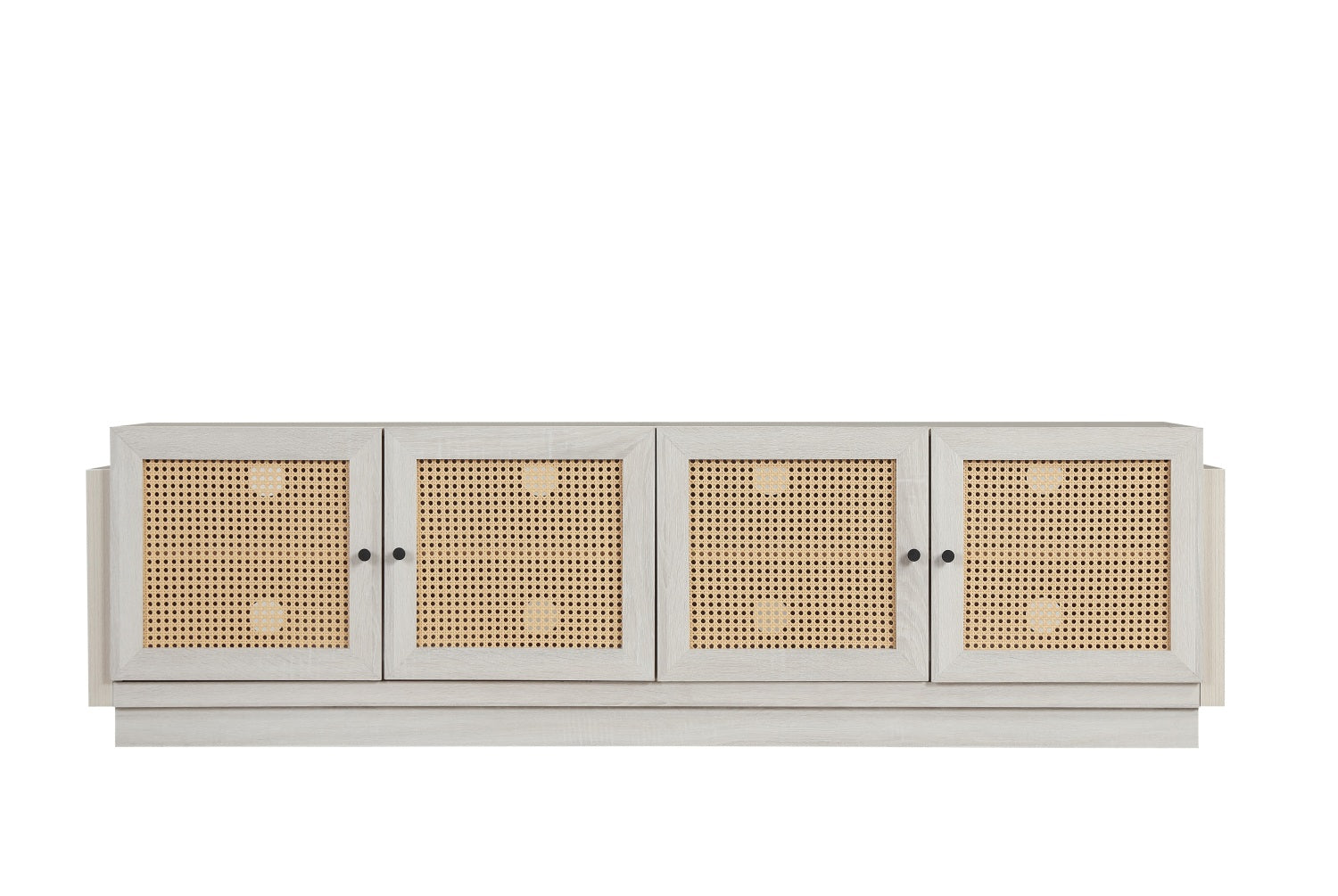 Farmhouse TV Stand for TVs up to 75 Inches with 2 Cabinets-White