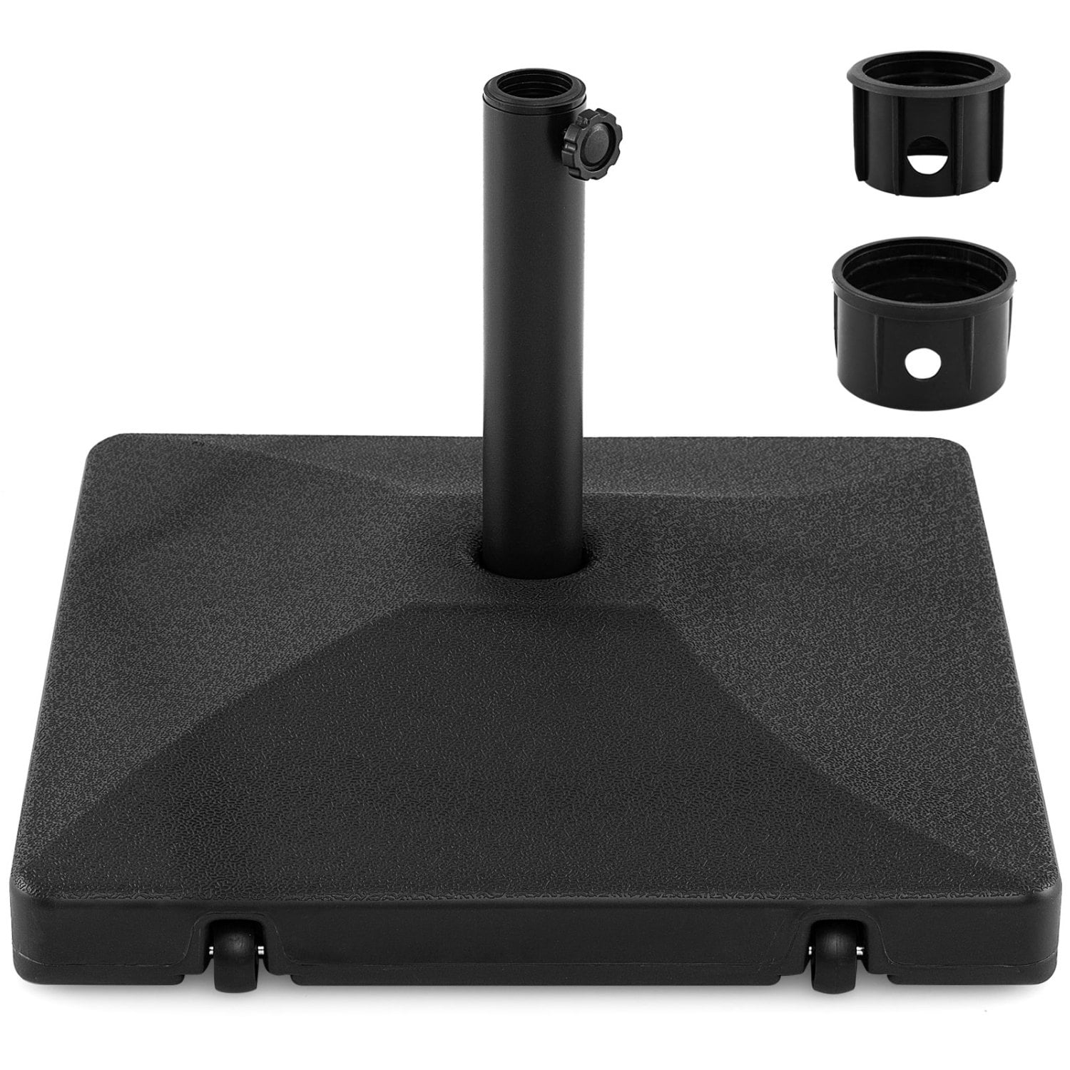 Pied de parasol remplissable 90 lb robuste avec 2 roues – Noir