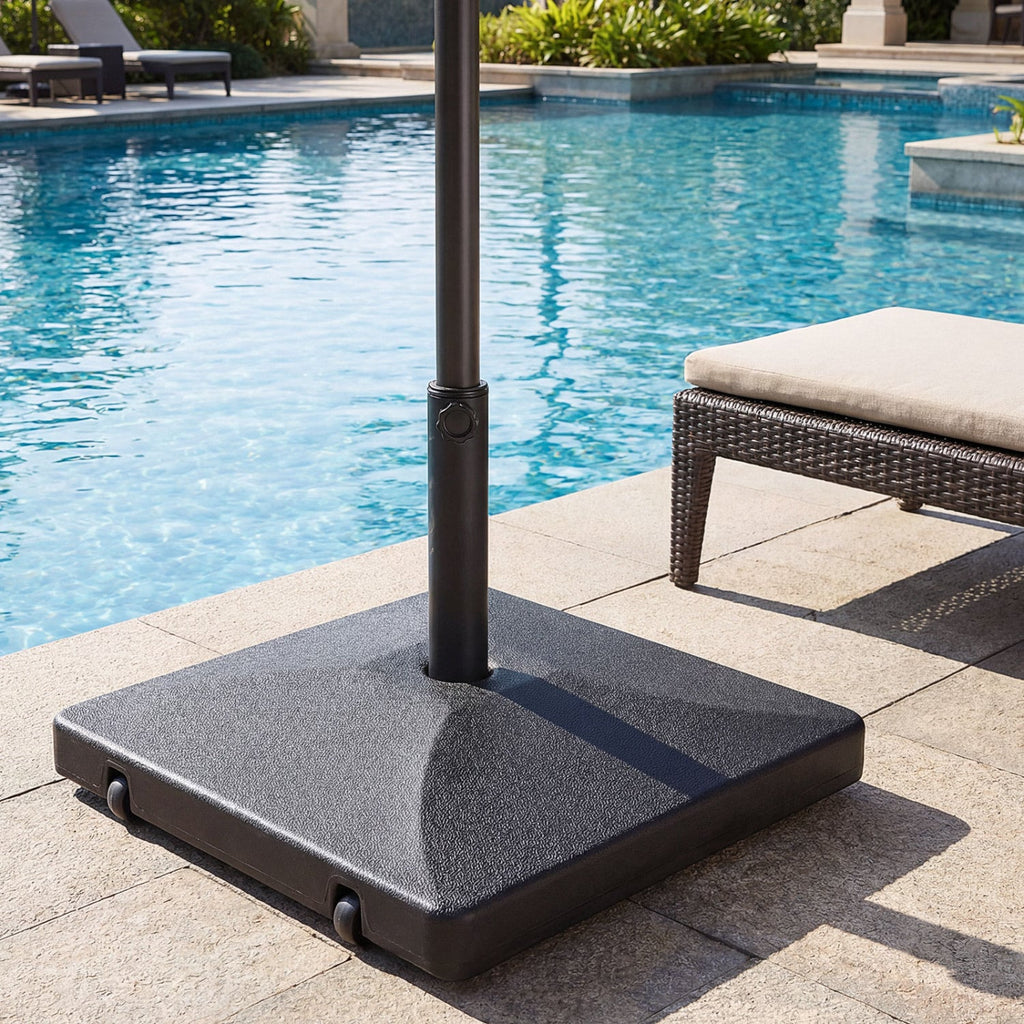 Pied de parasol remplissable 90 lb robuste avec 2 roues – Noir