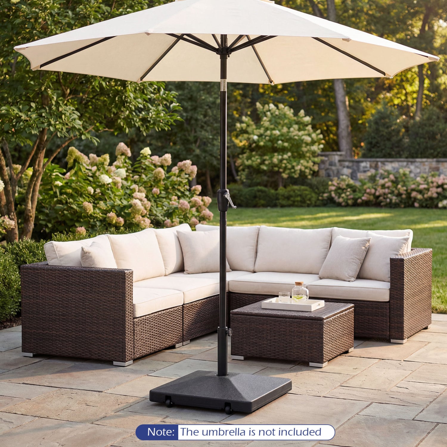 Pied de parasol remplissable 90 lb robuste avec 2 roues – Noir
