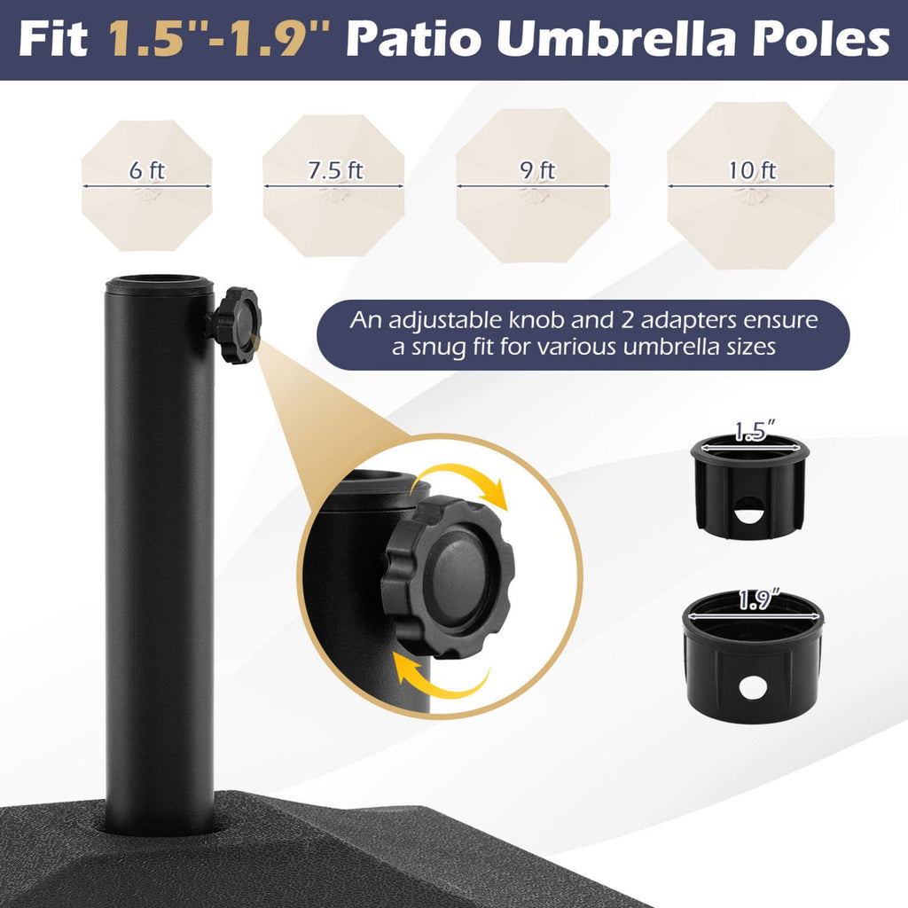 Pied de parasol remplissable 90 lb robuste avec 2 roues – Noir